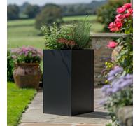 Woven Wood 50Cm Zinc Matte Black Tall Square Planter
