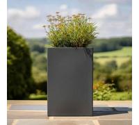 Woven Wood 50Cm Zinc Matte Grey Tall Square Planter