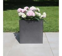 Woven Wood 50Cm Zinc Silver & Black Textured Square Planter
