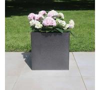 Woven Wood 50cm Zinc Silver & Black Textured Square Planter Woven Wood Black