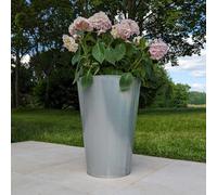 Woven Wood 56Cm Zinc Galvanised Silver Cone Planter