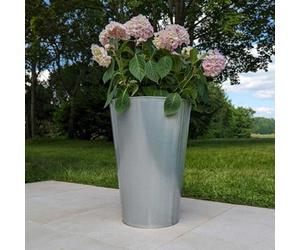 Woven Wood 56Cm Zinc Galvanised Silver Cone Planter