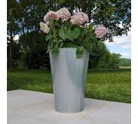Woven Wood 56cm Zinc Galvanised Silver Cone Planter Woven Wood Silver
