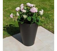 Woven Wood 56Cm Zinc Matte Black Cone Planter