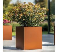 Woven Wood 60Cm Zinc Galvanised Copper Square Planter