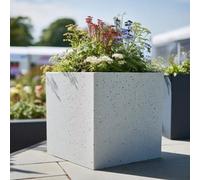 Woven Wood 60Cm Zinc Galvanised Greystone Effect Square Planter