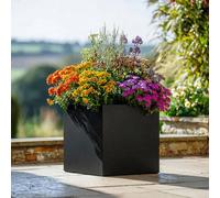 Woven Wood 60Cm Zinc Galvanised Matte Black Square Planter