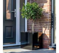 Woven Wood 60cm Zinc Platinum Black Square Planter Woven Wood Black