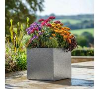 Woven Wood 60cm Zinc Silver & Black Textured Square Planter Woven Wood Black