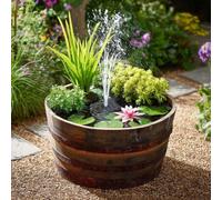 Woven Wood 70Cm Half Barrel Oak Silver Band Tree Planter