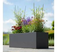Woven Wood 70Cm Zinc Galvanised Matte Grey Trough Planter
