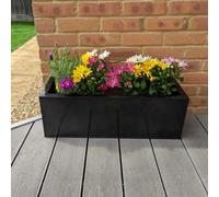 Woven Wood 70Cm Zinc Platinum Black Window Box Planter
