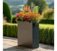 Woven Wood 75cm Long Zinc Galvanised Matte Grey 90cm Tall Trough Planter Woven Wood Grey
