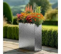 Woven Wood 75Cm Long Zinc Galvanised Silver And Black Textured 90Cm Tall Trough Planter