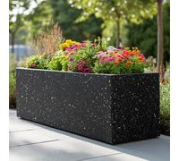 Woven Wood 75cm Zinc Galvanised Blackstone Effect Trough Planter in Black Woven Wood Black