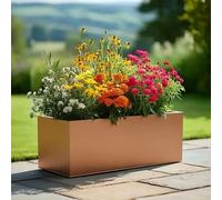 Woven Wood 75cm Zinc Galvanised Copper Trough Planter Woven Wood Copper