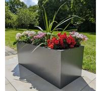 Woven Wood 75Cm Zinc Galvanised Graphite Black Textured Trough Planter
