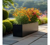 Woven Wood 75Cm Zinc Galvanised Matte Black Trough Planter