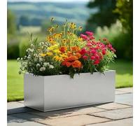 Woven Wood 75Cm Zinc Galvanised Silver Trough Planter