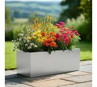 Woven Wood 75cm Zinc Galvanised Silver Trough Planter Woven Wood Silver