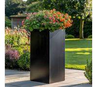 Woven Wood 75cm Zinc Matte Black Tall Square Planter Woven Wood Black