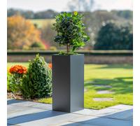 Woven Wood 75Cm Zinc Matte Grey Tall Square Planter
