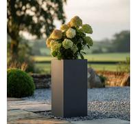 Woven Wood 75cm Zinc Matte Grey Tall Square Planter Woven Wood Grey