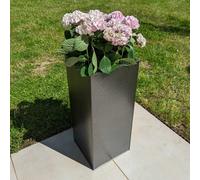 Woven Wood 75Cm Zinc Silver & Black Textured Tall Square Planter
