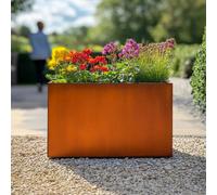 Woven Wood 80Cm Long 60Cm High Corten Steel Tall Trough Planter