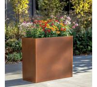 Woven Wood 80Cm Long Zinc Galvanised Copper 60Cm Tall Trough Planter