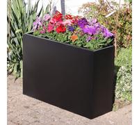 Woven Wood 80Cm Long Zinc Matte Black Tall Trough Planter