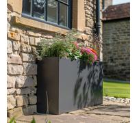Woven Wood 80Cm Long Zinc Matte Grey 60Cm Tall Trough Planter