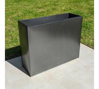 Woven Wood 80Cm Long Zinc Silver & Black Textured 60Cm Tall Trough Planter