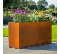 Woven Wood 90Cm Long 60Cm High Corten Steel Tall Trough Planter