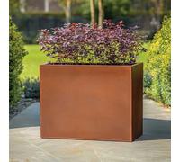 Woven Wood 90Cm Long Zinc Galvanised Copper 60Cm Tall Trough Planter
