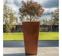 Woven Wood 90Cm Zinc Copper Finish Tall Tapered Square Planter