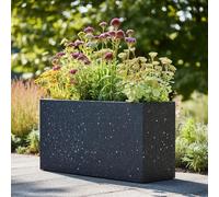 Woven Wood 90cm Zinc Galvanised Blackstone Effect 60cm Tall Trough Planter in Black Woven Wood Black