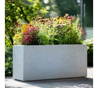 Woven Wood 90Cm Zinc Galvanised Greystone Effect 60Cm Tall Trough Planter