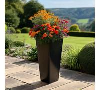 Woven Wood 90Cm Zinc Galvanised Matte Black Tapered Square Planter