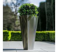 Woven Wood 90Cm Zinc Silver Tall Tapered Square Planter