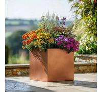 Woven Wood Copper Zinc Square Planter (L) 40Cm X (H) 40Cm X (D) 40Cm With Liner