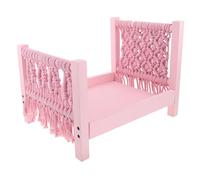Woven Wooden Newborn Posing Bed for Baby Photography Pink | Cotton Thread Detailing, Lightweight and Easy to Carry, for Infant Photoshoots and Outdoor Sessions