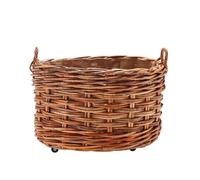 Wovenhill | Bamboo Large Oval Log Basket with Wheels & Hoop Handles | Rattan Storage Box | W75 x D49 x H62cm
