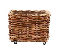 Wovenhill | Bamboo Large Rectangle Log Basket with Wheels | Wicker Rattan Storage Box | W68 x D43 x H52cm