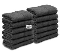 WovenWonder 12 X Cotton Face Cloth Towels 100% Egyptian Cotton -500GSM Super Soft Flannels Washcloths (30 x 30 cm) Fingertip Gym Towels Facial Cloths (Black)