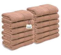 WovenWonder 12 X Cotton Face Cloth Towels 100% Egyptian Cotton -500GSM Super Soft Flannels Washcloths (30 x 30 cm) Fingertip Gym Towels Facial Cloths (Latte)