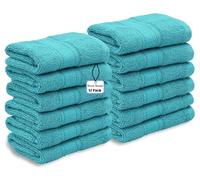 WovenWonder 12 X Cotton Face Cloth Towels 100% Egyptian Cotton -500GSM Super Soft Flannels Washcloths (30 x 30 cm) Fingertip Gym Towels Facial Cloths (Teal)