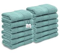 WovenWonder 12 X Cotton Face Cloth Towels 100% Egyptian Cotton -500GSM Super Soft Flannels Washcloths (30 x 30 cm) Fingertip Gym Towels Facial Cloths (Aqua/Mint)