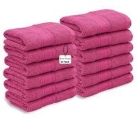 WovenWonder 12 X Cotton Face Cloth Towels 100% Egyptian Cotton -500GSM Super Soft Flannels Washcloths (30 x 30 cm) Fingertip Gym Towels Facial Cloths (Pink)