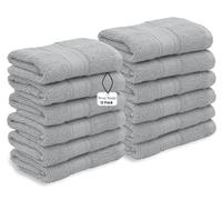 WovenWonder 12 X Cotton Face Cloth Towels 100% Egyptian Cotton -500GSM Super Soft Flannels Washcloths (30 x 30 cm) Fingertip Gym Towels Facial Cloths (Silver)